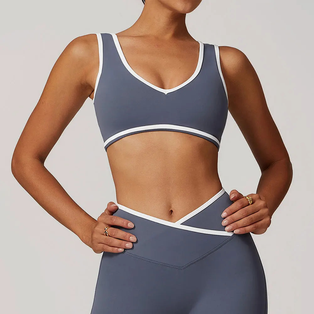 Roupa interior esportiva feminina superior push up fitness yoga sutiã cor bloqueio sutiã de treino ginásio esporte topos para mulher respirável correndo colete