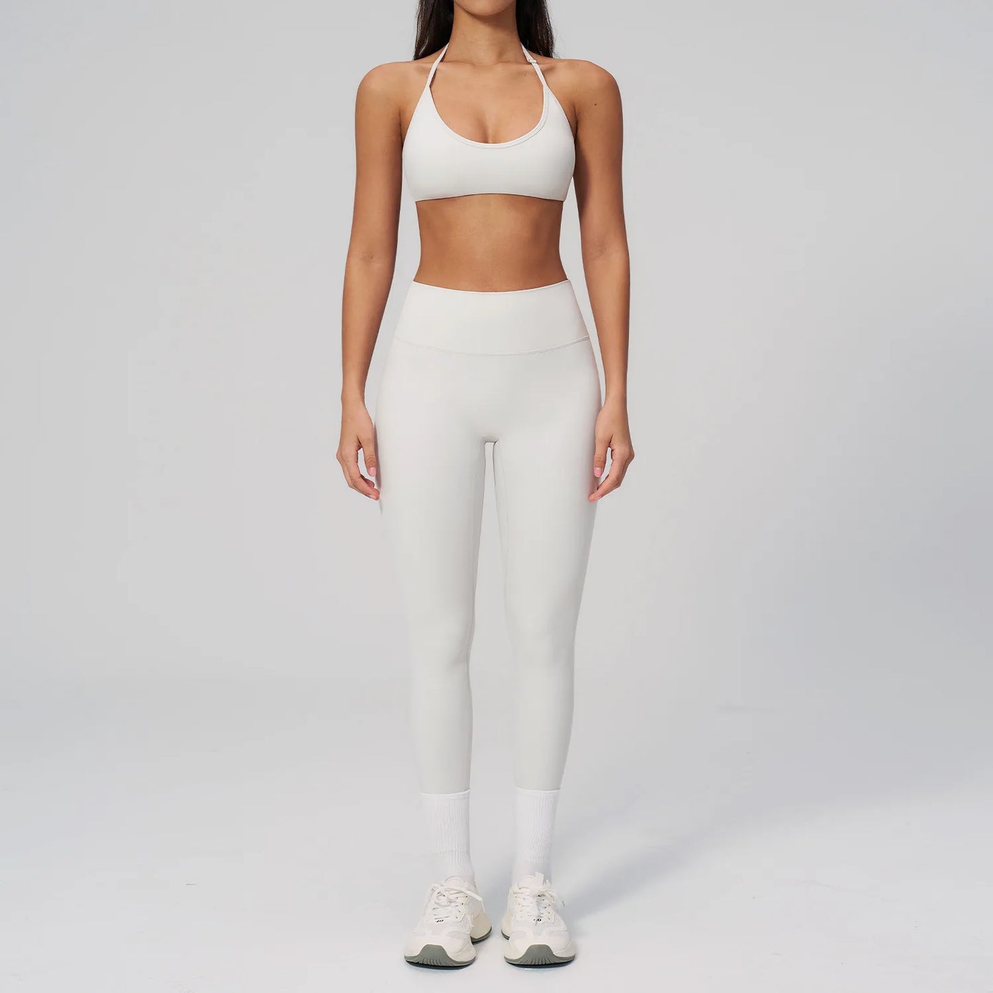 Conjunto de Yoga 2 Peças Feminino: Roupa Esportiva para Pilates, Fitness e Treino de Academia - Top Esportivo e Leggings