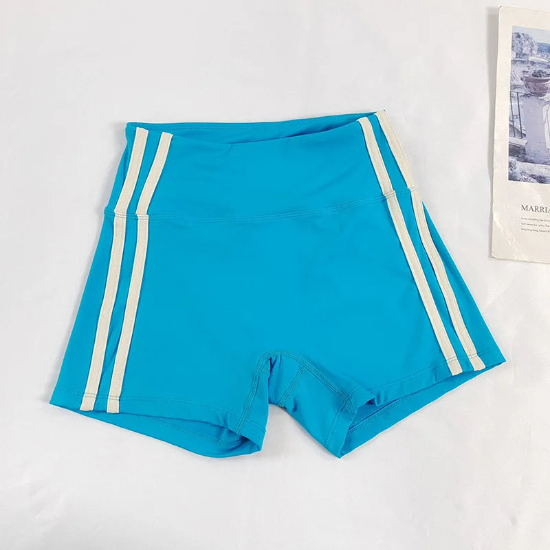 Shorts femininos de ioga slim fit de cintura alta – bloco de cores, levantamento de bumbum, respiráveis e de secagem rápida para corrida, treinamento e fitness