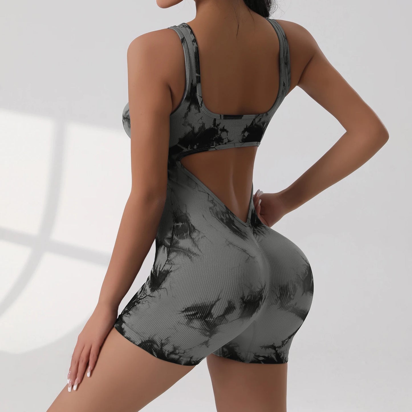 1 pçs gravata morrer linda volta yoga terno estiramento bunda-levantamento esportes macacão respirável rosqueado feminino bodysuit sem almofada
