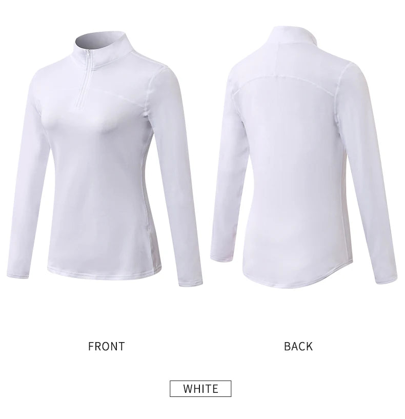 Yoga topos feminino outono inverno manga longa correndo esportes topo com zíper gola de fitness ao ar livre caminhadas bicicleta esporte camisa mais veludo