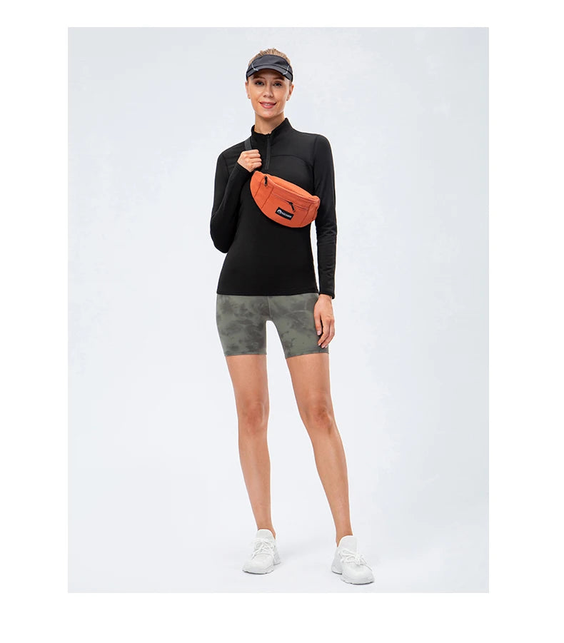 Yoga topos feminino outono inverno manga longa correndo esportes topo com zíper gola de fitness ao ar livre caminhadas bicicleta esporte camisa mais veludo