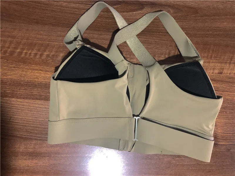 Sutiãs esportivos para mulheres, crop top, colete yoga, zíper frontal, alça ajustável, à prova de choque, ginásio fitness, sutiã atlético, plus size