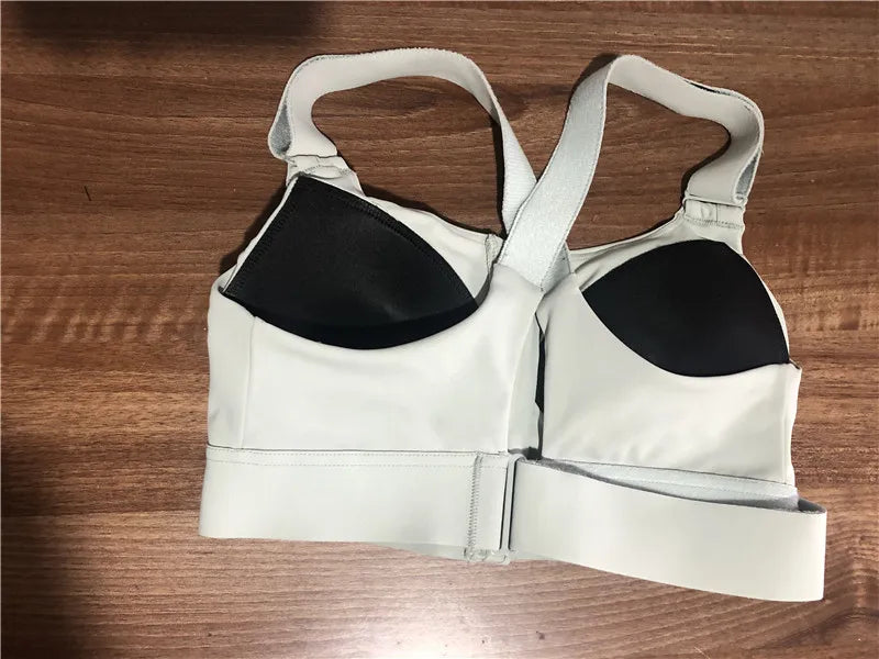 Sutiãs esportivos para mulheres, crop top, colete yoga, zíper frontal, alça ajustável, à prova de choque, ginásio fitness, sutiã atlético, plus size