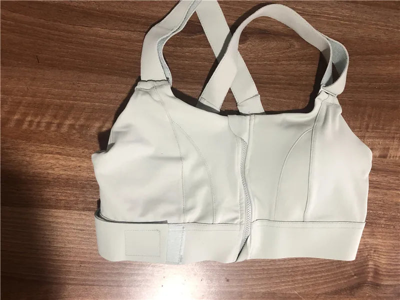 Sutiãs esportivos para mulheres, crop top, colete yoga, zíper frontal, alça ajustável, à prova de choque, ginásio fitness, sutiã atlético, plus size