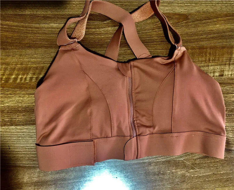 Sutiãs esportivos para mulheres, crop top, colete yoga, zíper frontal, alça ajustável, à prova de choque, ginásio fitness, sutiã atlético, plus size