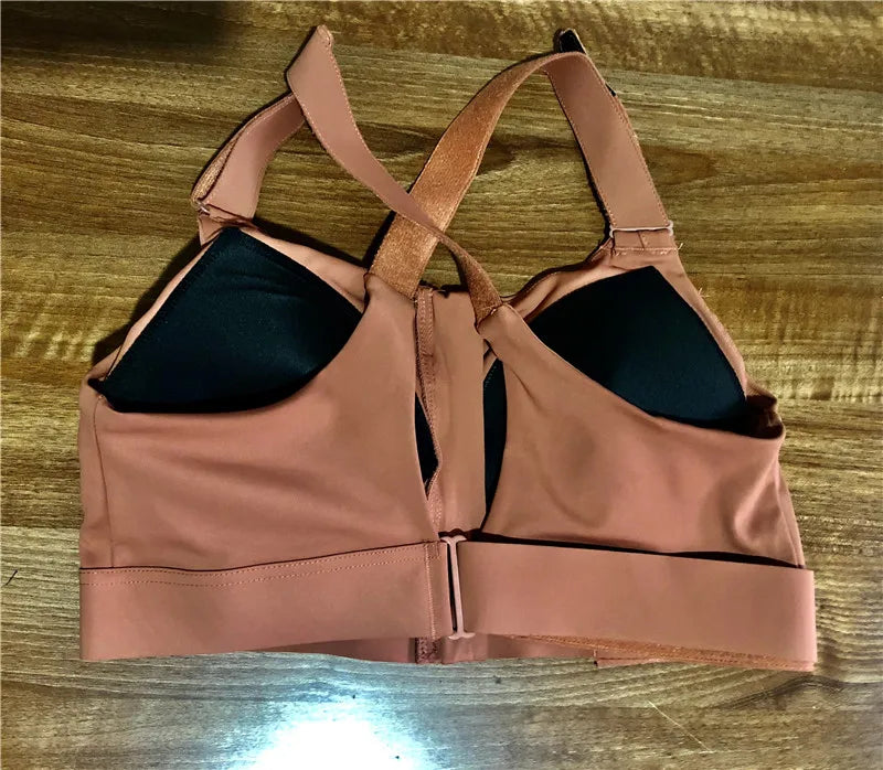 Sutiãs esportivos para mulheres, crop top, colete yoga, zíper frontal, alça ajustável, à prova de choque, ginásio fitness, sutiã atlético, plus size