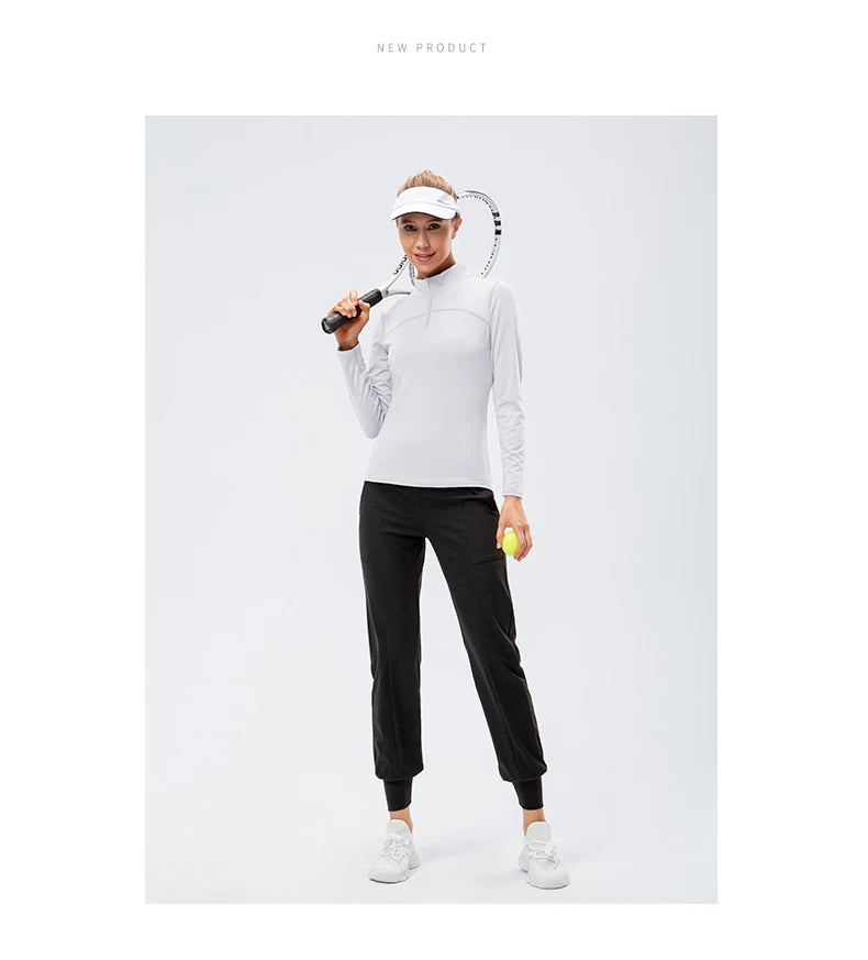 Yoga topos feminino outono inverno manga longa correndo esportes topo com zíper gola de fitness ao ar livre caminhadas bicicleta esporte camisa mais veludo