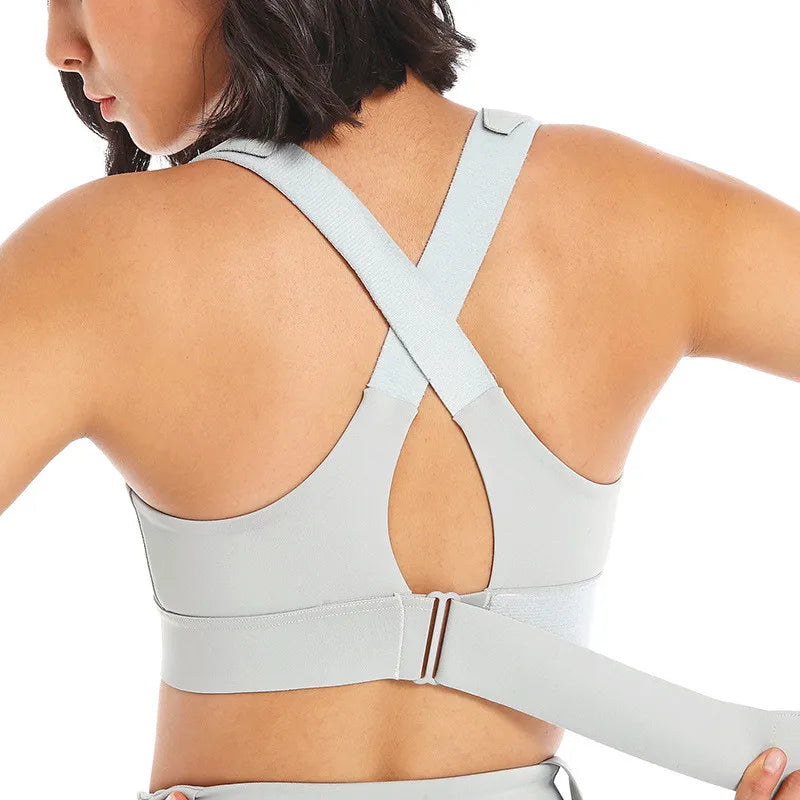 Sutiãs esportivos para mulheres, crop top, colete yoga, zíper frontal, alça ajustável, à prova de choque, ginásio fitness, sutiã atlético, plus size