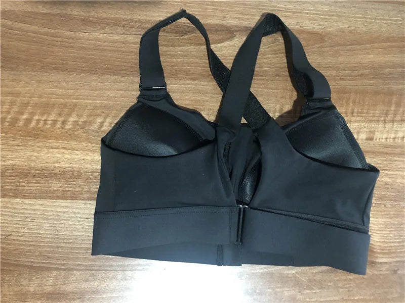 Sutiãs esportivos para mulheres, crop top, colete yoga, zíper frontal, alça ajustável, à prova de choque, ginásio fitness, sutiã atlético, plus size