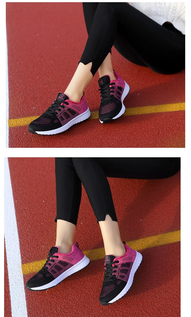 Mulheres sapatos esportivos moda plataforma tênis senhoras primavera verão apartamentos tênis de corrida para mulher sapatos casuais malha jogging tênis