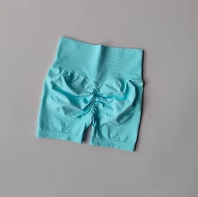 Pêssego hip levantamento esportes shorts feminino cintura alta e aperto de cintura emagrecimento correndo hip velocidade secagem três pontos calças apertadas