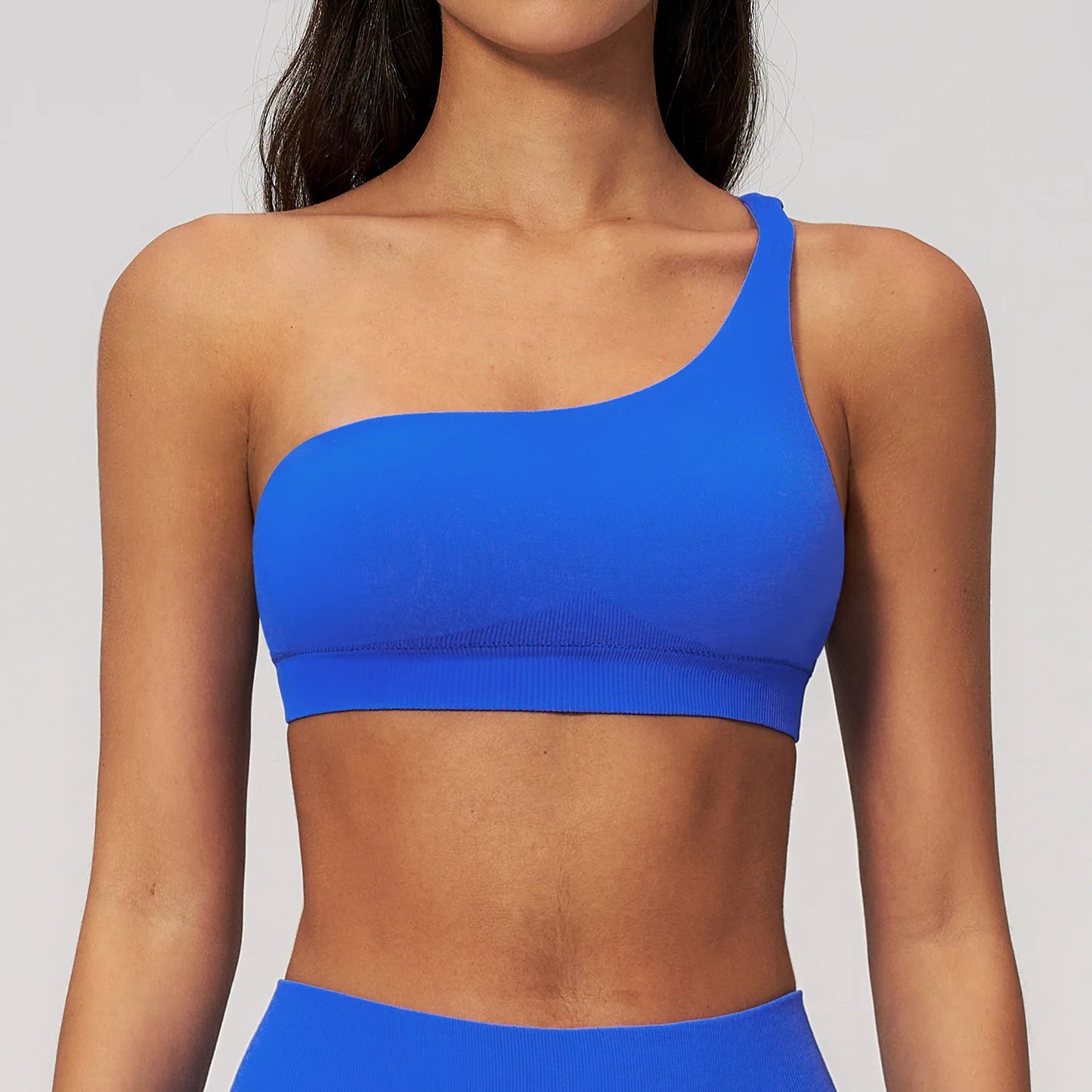 Sutiã Esportivo Sem Costura Feminino para Academia, Roupa Íntima Esportiva Feminina Respirável, Antichoque, com Alça Oblíqua, para Treino, Fitness e Yoga