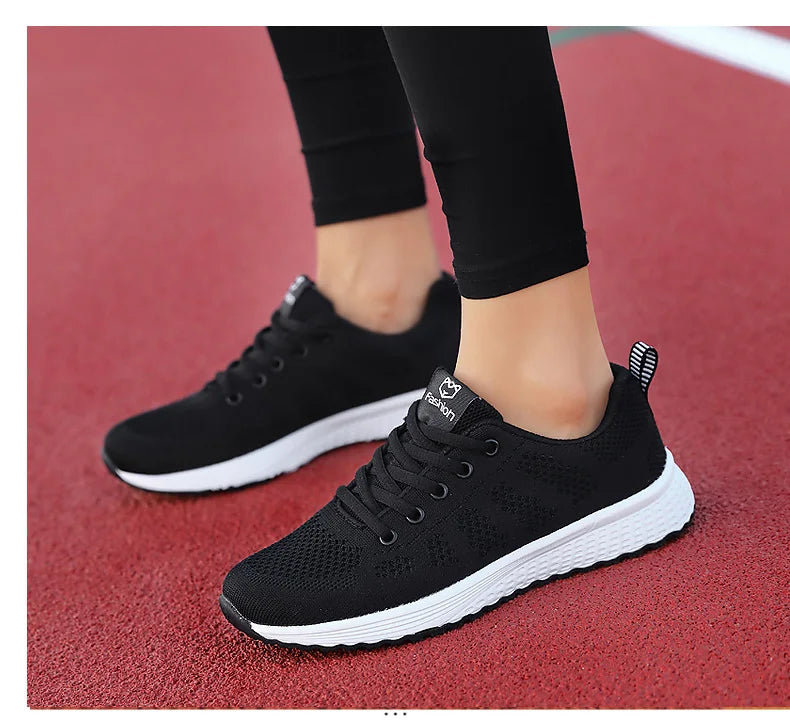 Mulheres sapatos esportivos moda plataforma tênis senhoras primavera verão apartamentos tênis de corrida para mulher sapatos casuais malha jogging tênis