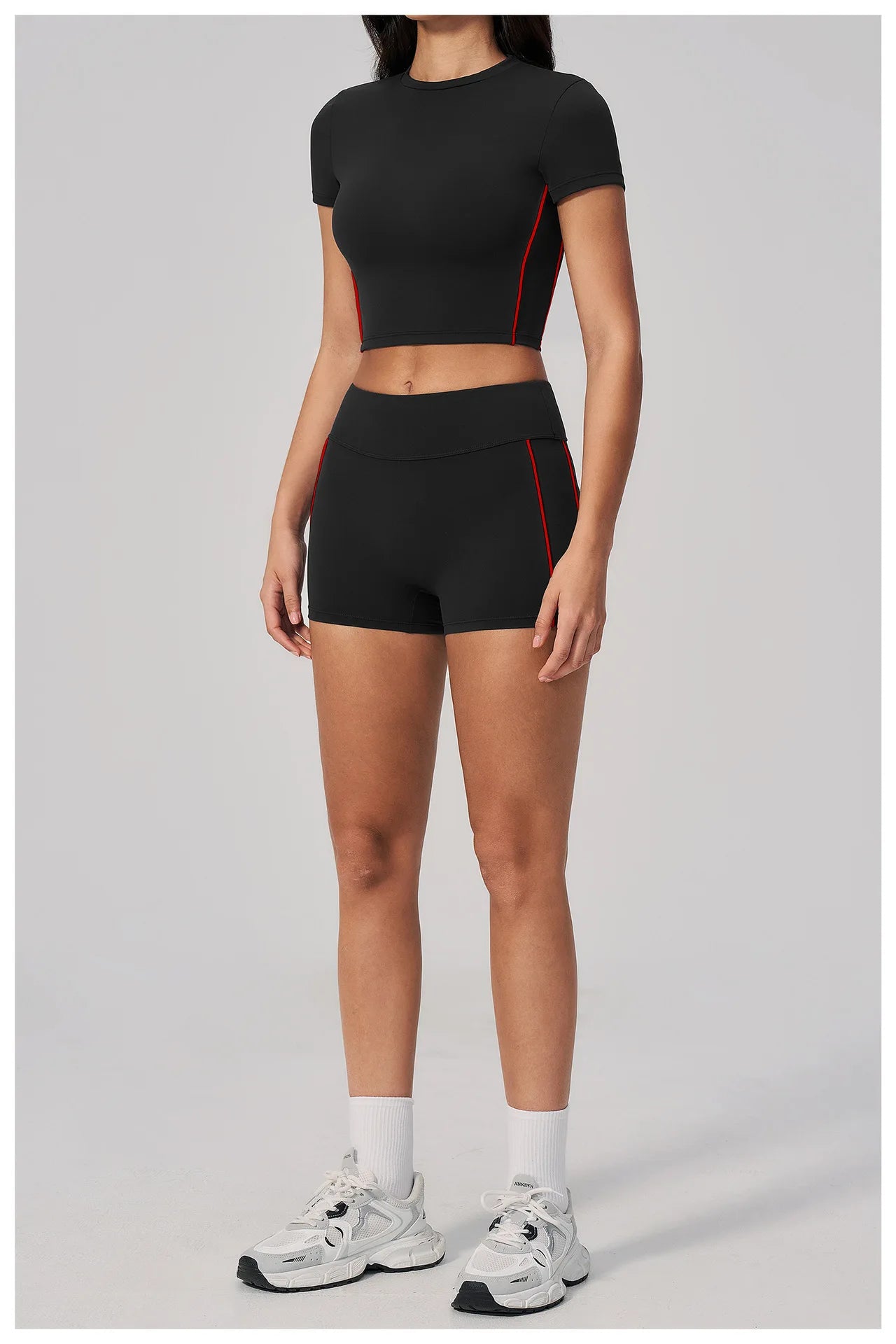 Conjunto de Roupas de Yoga Feminino 2 Peças, Roupa Esportiva para Corrida e Treino, Conjunto de Ginástica com Camiseta de Mangas Curtas, Vestuário Esportivo para Yoga