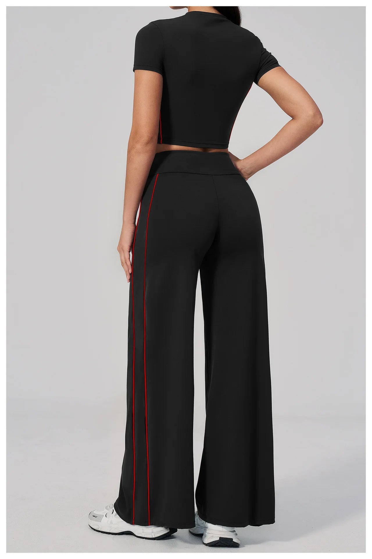 Conjunto de Roupas de Yoga Feminino 2 Peças, Roupa Esportiva para Corrida e Treino, Conjunto de Ginástica com Camiseta de Mangas Curtas, Vestuário Esportivo para Yoga