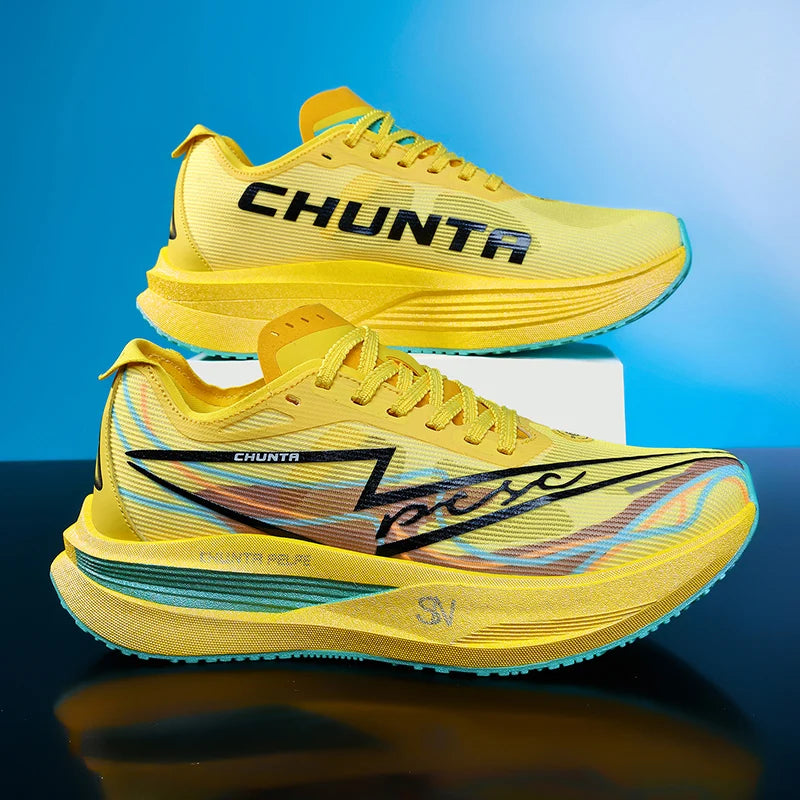 Tênis de Corrida com Placa de Carbono para Maratona, Especializado em Esportes, Respirável, Leve, Confortável para Mulheres, Sneakers Chunta