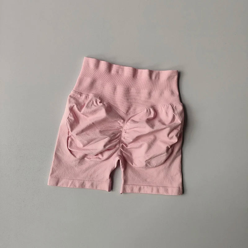 Pêssego hip levantamento esportes shorts feminino cintura alta e aperto de cintura emagrecimento correndo hip velocidade secagem três pontos calças apertadas