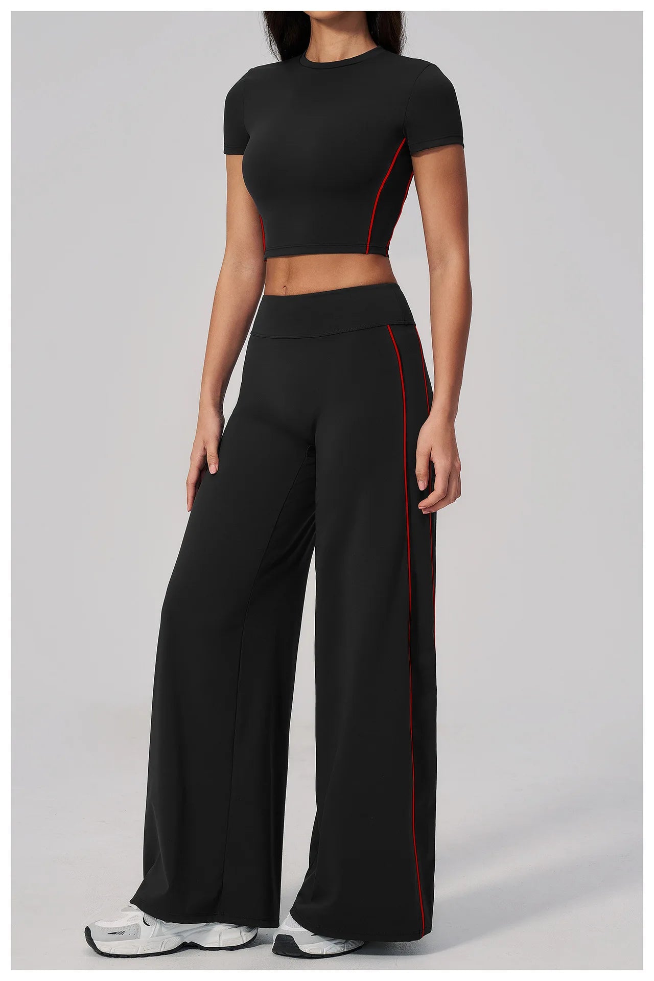 Conjunto de Roupas de Yoga Feminino 2 Peças, Roupa Esportiva para Corrida e Treino, Conjunto de Ginástica com Camiseta de Mangas Curtas, Vestuário Esportivo para Yoga