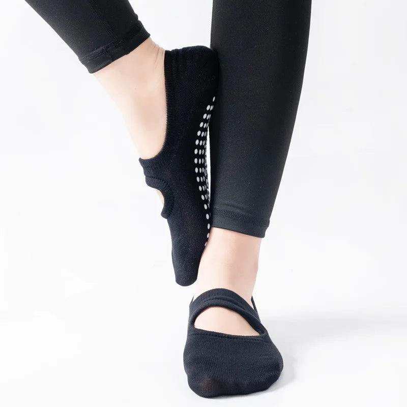Meias aeróbica sem costas para pilates, dança, trampolim, fitness, chão, meias invisíveis para ioga
