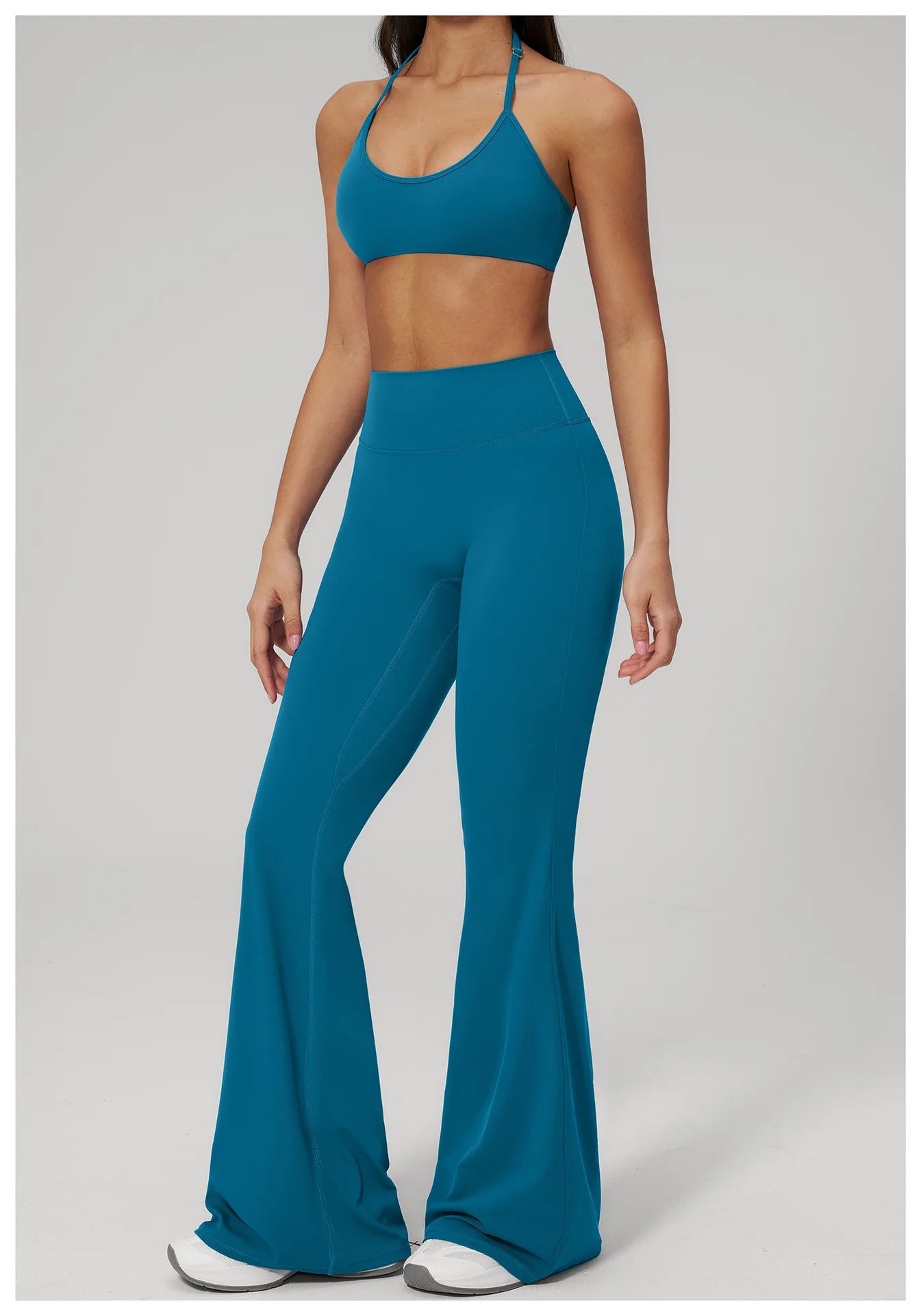 Conjunto de Yoga 2 Peças Feminino: Roupa Esportiva para Pilates, Fitness e Treino de Academia - Top Esportivo e Leggings
