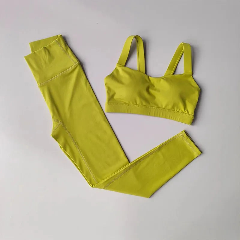 Mulheres 2 pçs sem costura conjunto de yoga treino roupas esportivas ginásio fitness esportes push up sutiã conjunto cintura alta leggings ternos esportivos
