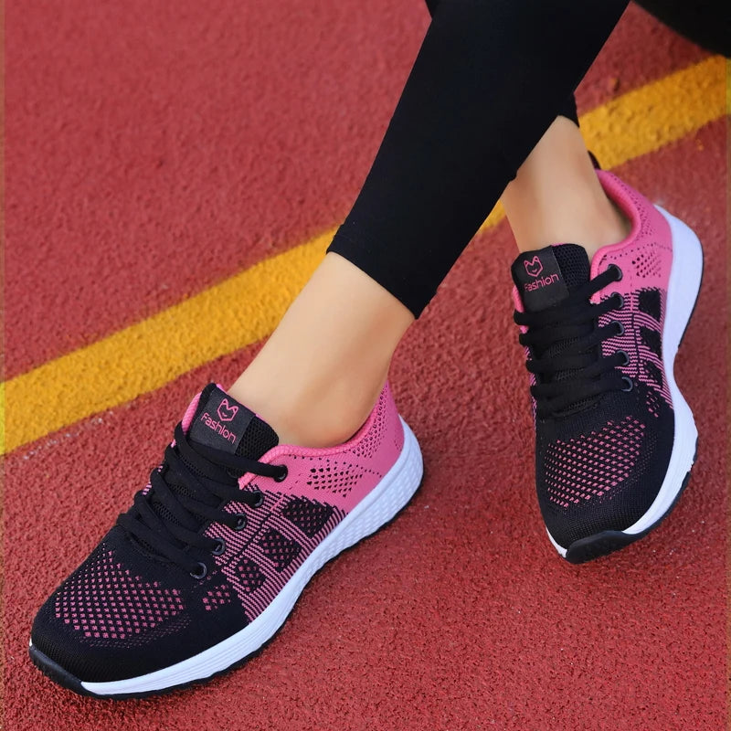 Mulheres sapatos esportivos moda plataforma tênis senhoras primavera verão apartamentos tênis de corrida para mulher sapatos casuais malha jogging tênis