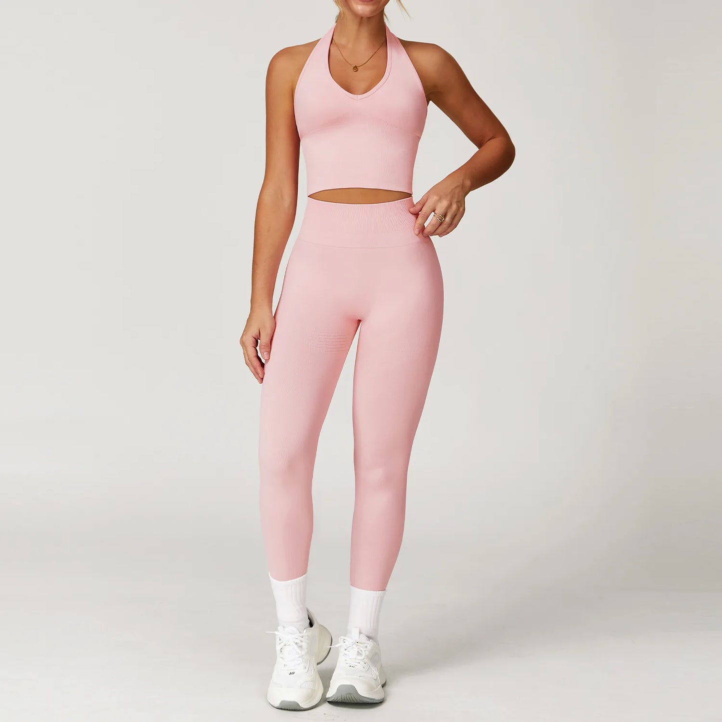 Conjunto de ginástica sem costura roupas de treino 2/3 pçs conjunto de yoga feminino leggings de fitness sutiã esportivo atlético manga longa terno de yoga