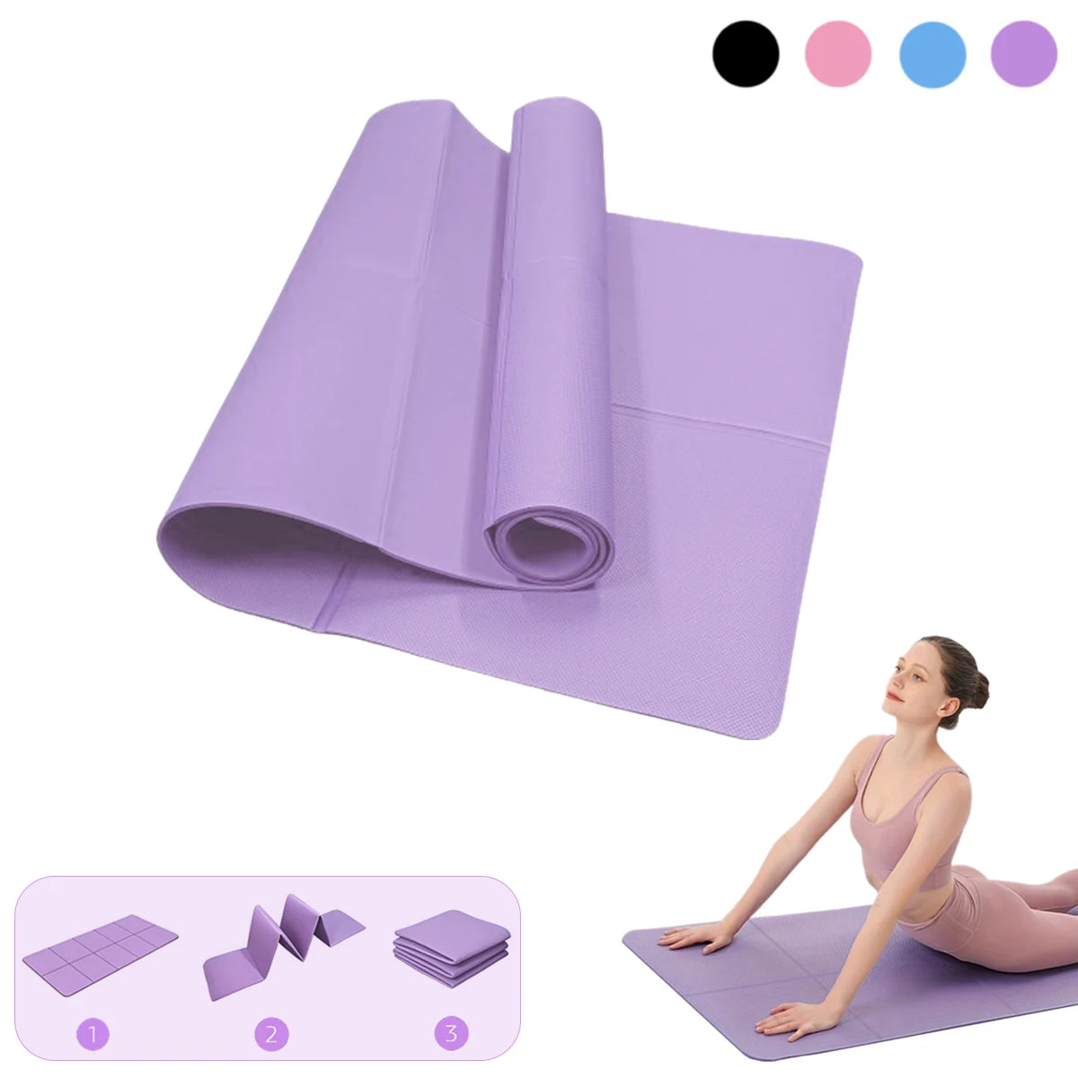 Tapete de yoga dobrável, ecológico, eva, dobrável, viagem, fitness, exercício, 3mm/4mm/6mm de espessura para yoga, pilates e treinos de chão