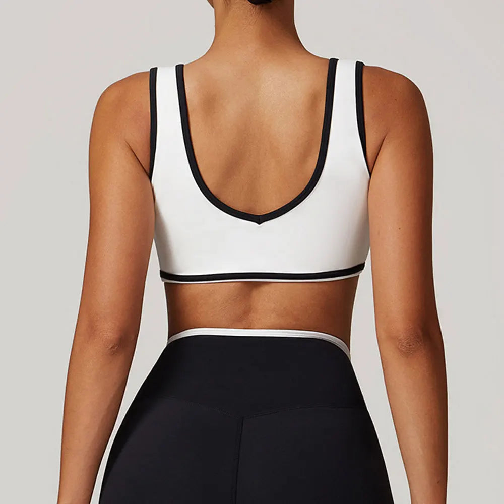 Roupa interior esportiva feminina superior push up fitness yoga sutiã cor bloqueio sutiã de treino ginásio esporte topos para mulher respirável correndo colete