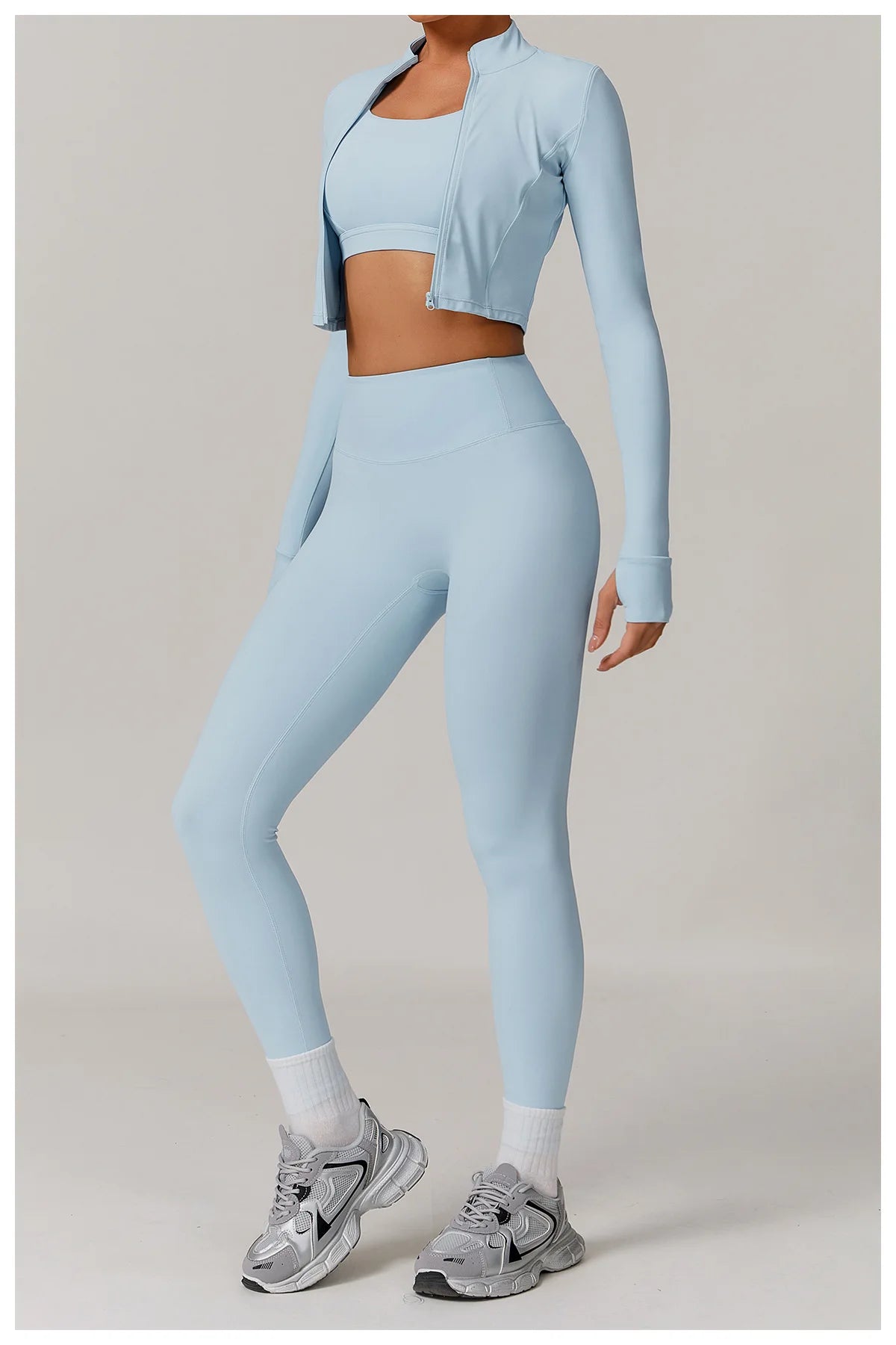 3 pçs conjunto de yoga roupas de ginásio 2 pçs roupas esportivas femininas ternos de yoga conjunto de fitness treino feminino jaqueta esportiva manga longa ginásio legging