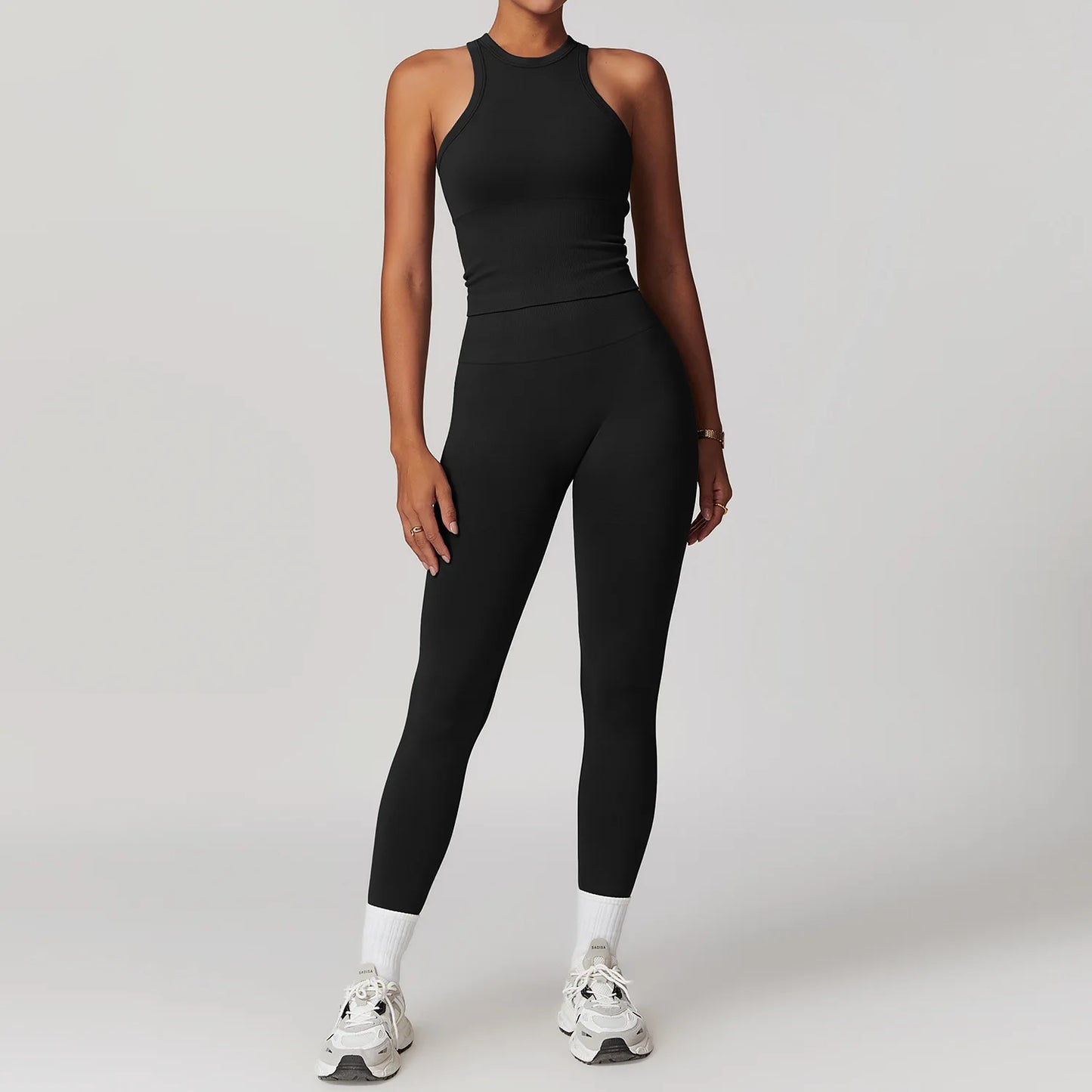 Conjunto de ginástica sem costura roupas de treino 2/3 pçs conjunto de yoga feminino leggings de fitness sutiã esportivo atlético manga longa terno de yoga