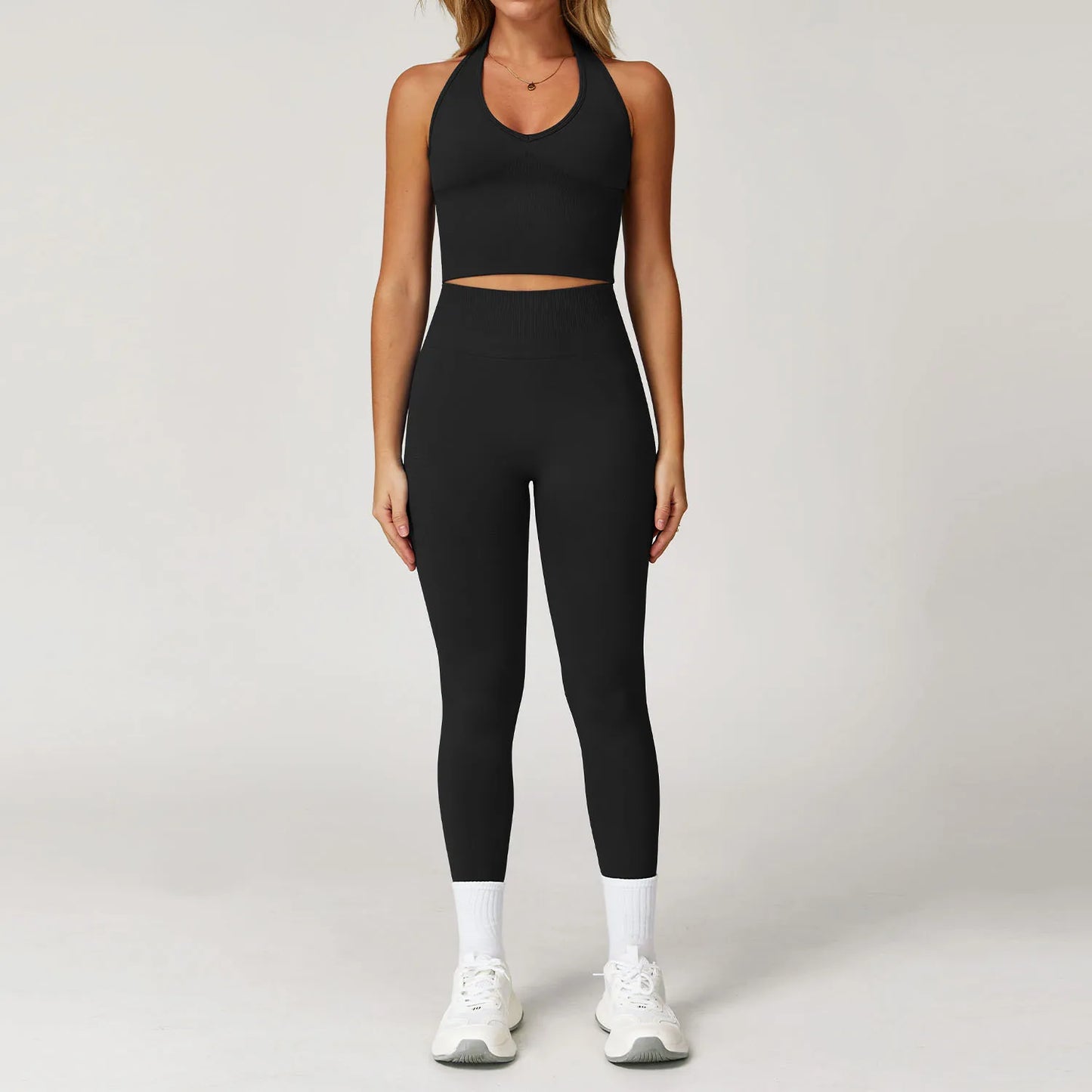 Conjunto de ginástica sem costura roupas de treino 2/3 pçs conjunto de yoga feminino leggings de fitness sutiã esportivo atlético manga longa terno de yoga