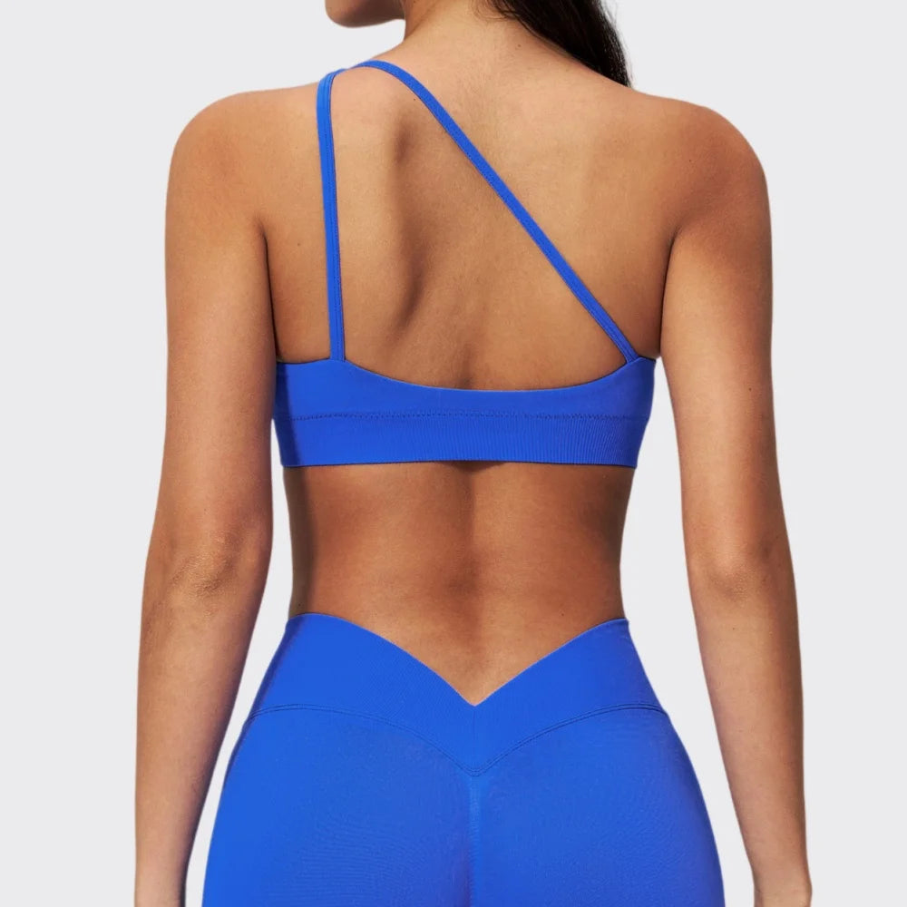 Sutiã Esportivo Sem Costura Feminino para Academia, Roupa Íntima Esportiva Feminina Respirável, Antichoque, com Alça Oblíqua, para Treino, Fitness e Yoga