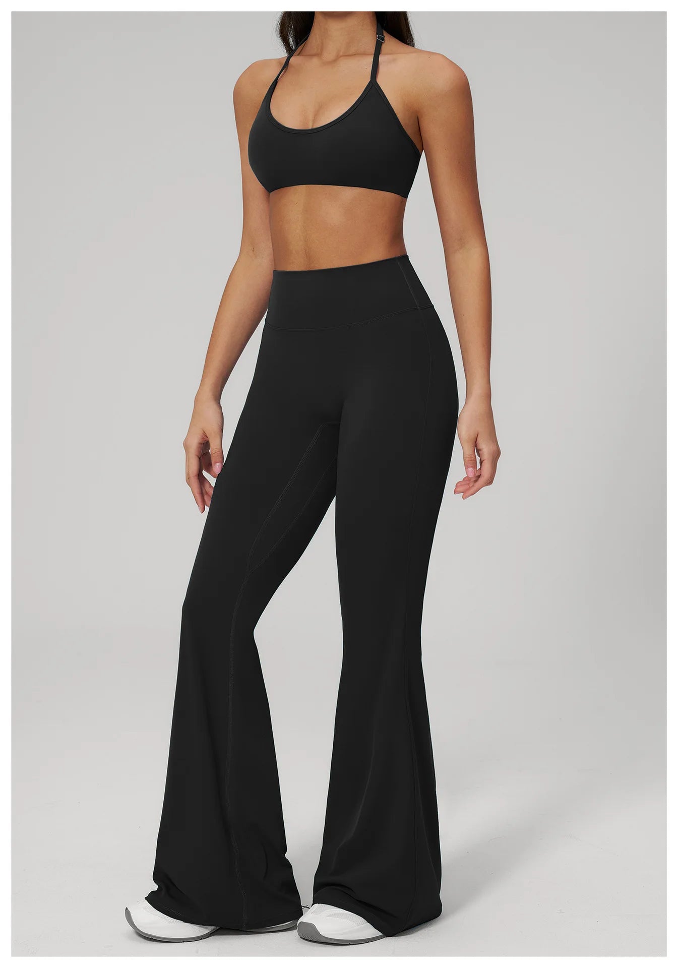 Conjunto de Yoga 2 Peças Feminino: Roupa Esportiva para Pilates, Fitness e Treino de Academia - Top Esportivo e Leggings