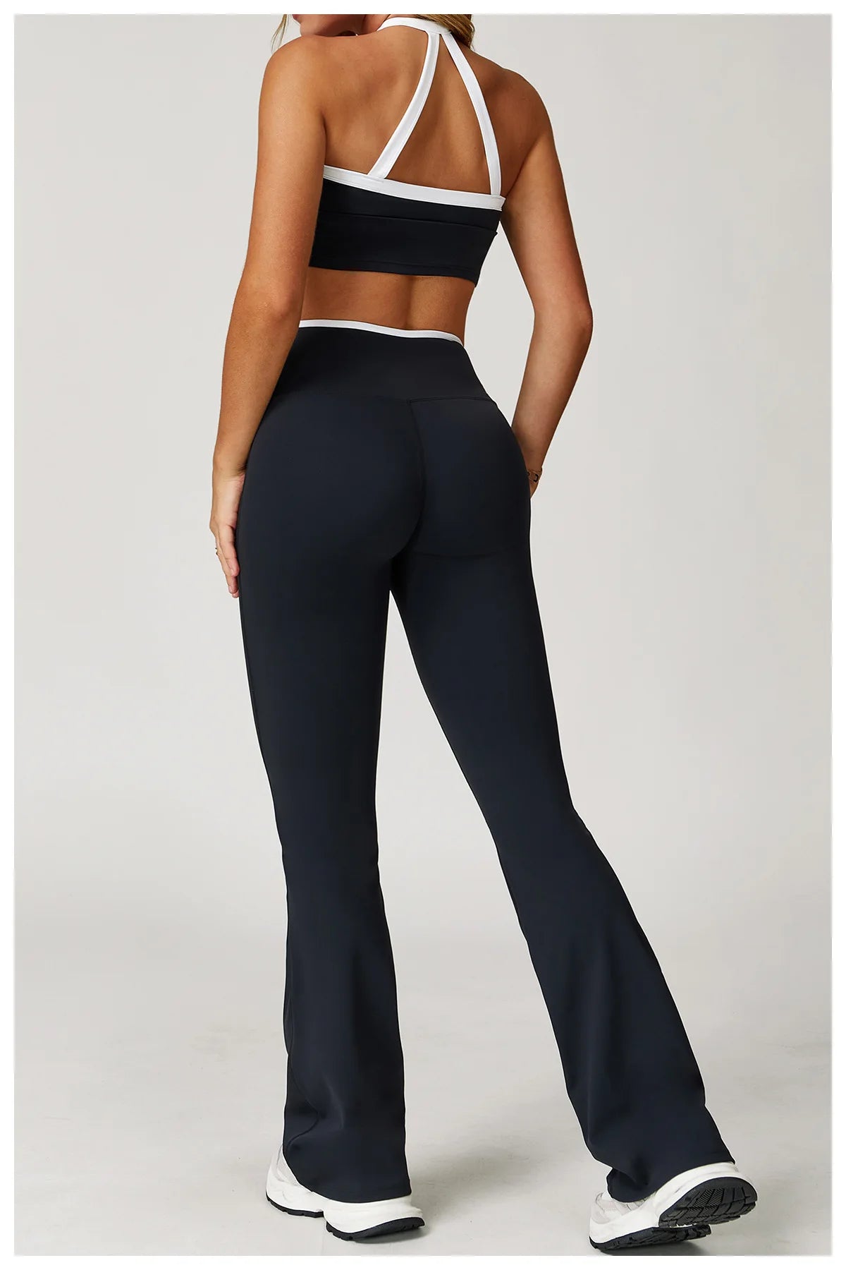 Roupas femininas 2 peças treino conjunto de yoga roupas esportivas ginásio cintura alta bell-bottoms sexy fitness bta terno esportivo