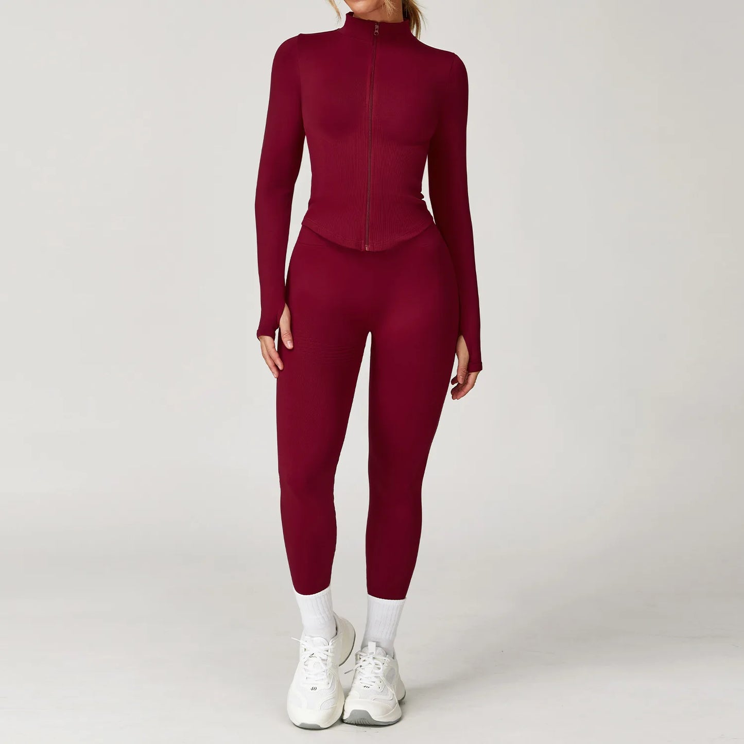Conjunto de ginástica sem costura roupas de treino 2/3 pçs conjunto de yoga feminino leggings de fitness sutiã esportivo atlético manga longa terno de yoga