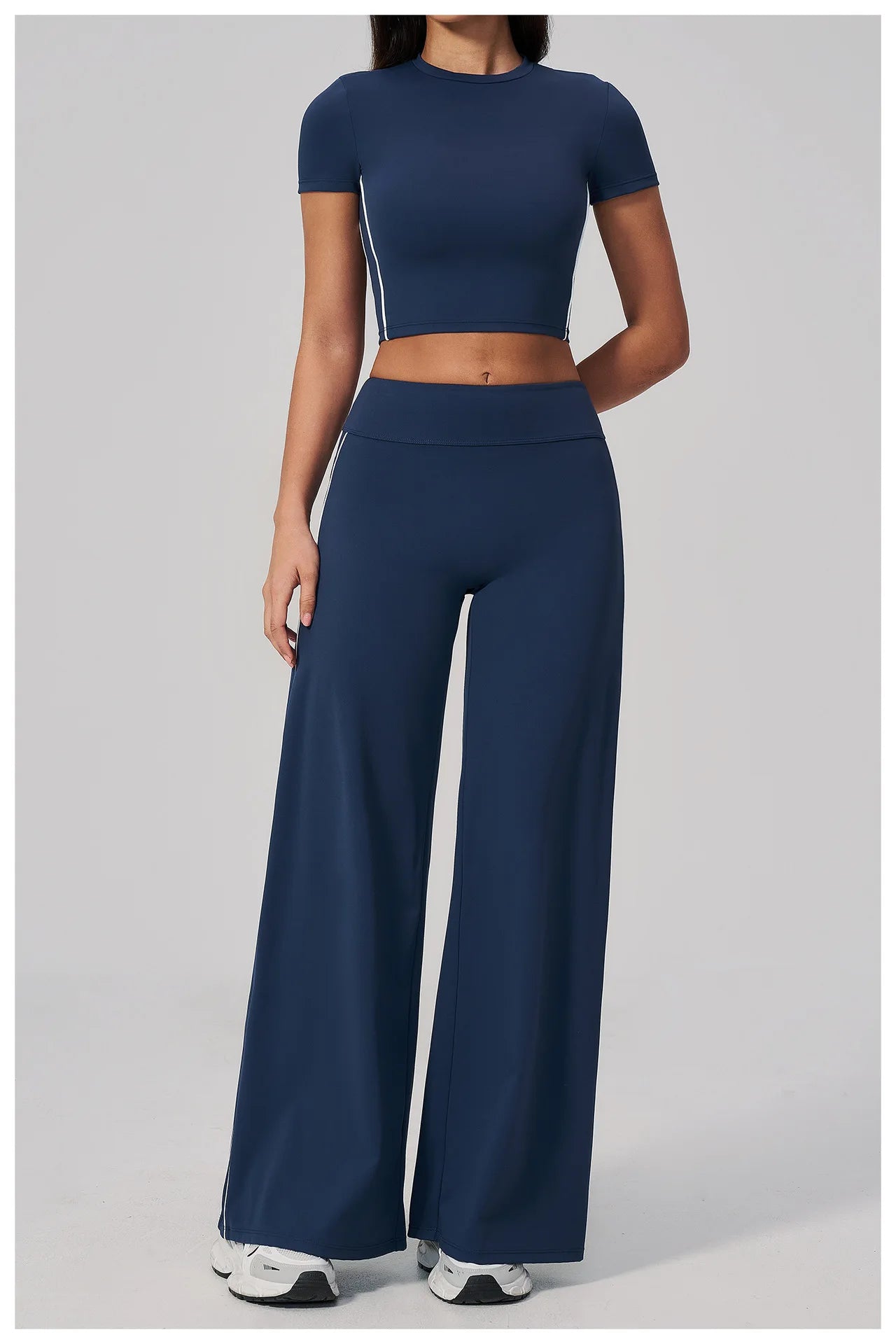 Conjunto de Roupas de Yoga Feminino 2 Peças, Roupa Esportiva para Corrida e Treino, Conjunto de Ginástica com Camiseta de Mangas Curtas, Vestuário Esportivo para Yoga