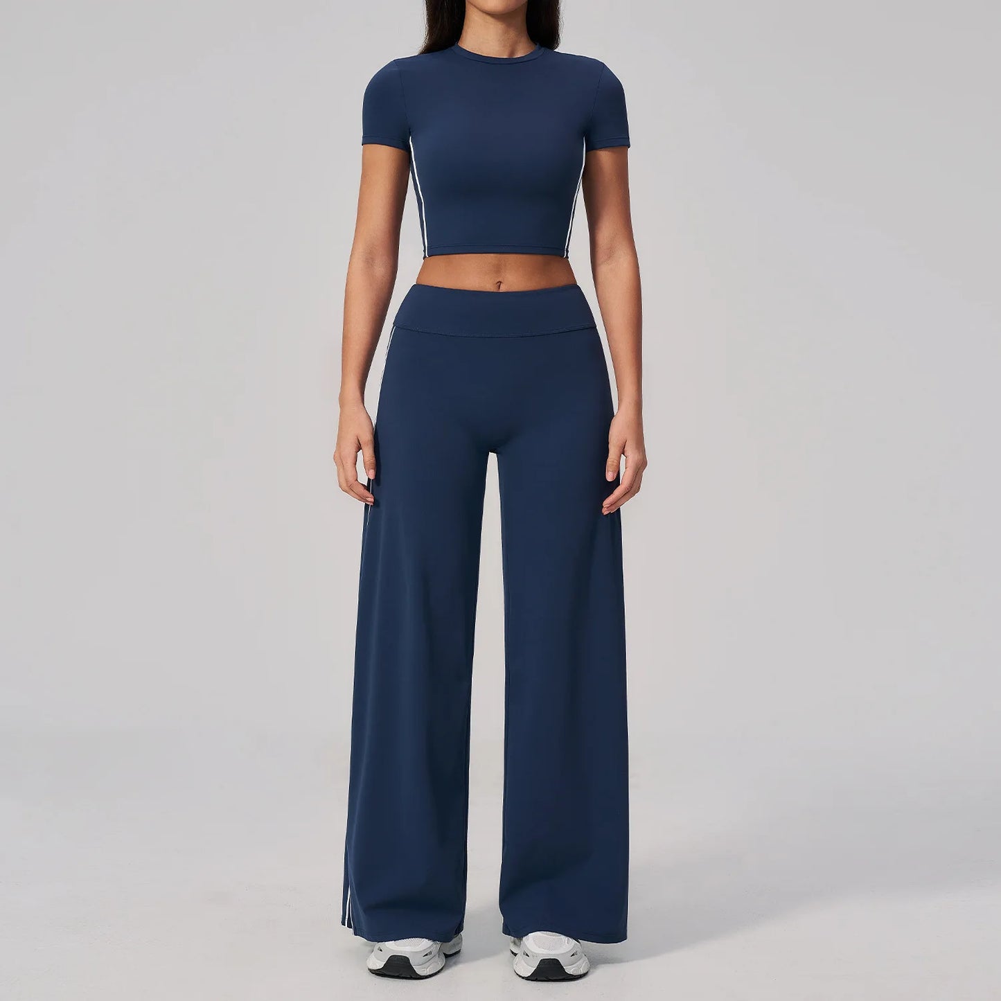 Conjunto de Roupas de Yoga Feminino 2 Peças, Roupa Esportiva para Corrida e Treino, Conjunto de Ginástica com Camiseta de Mangas Curtas, Vestuário Esportivo para Yoga