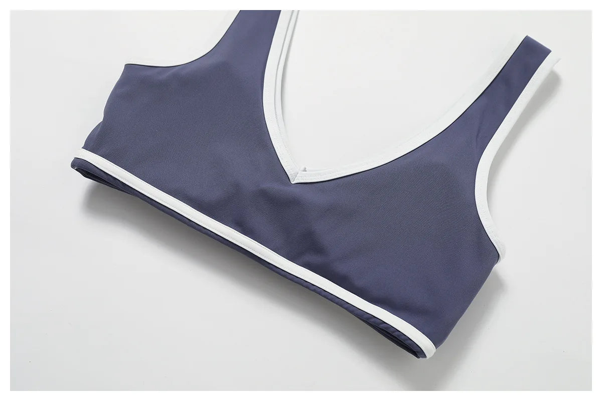 Roupa interior esportiva feminina superior push up fitness yoga sutiã cor bloqueio sutiã de treino ginásio esporte topos para mulher respirável correndo colete