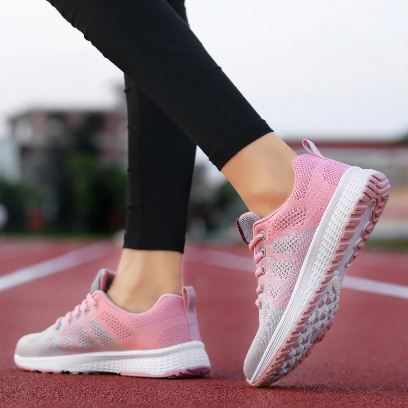 Mulheres sapatos esportivos moda plataforma tênis senhoras primavera verão apartamentos tênis de corrida para mulher sapatos casuais malha jogging tênis