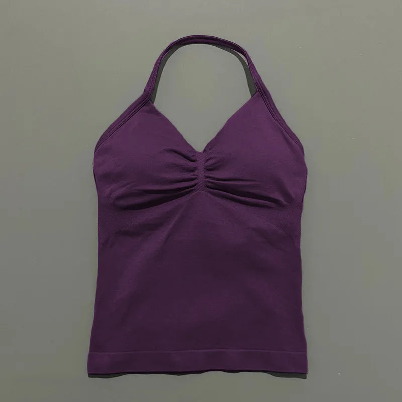 Sutiã Esportivo Sexy Feminino - Design Costas Abertas, Tecido Respirável e Elástico para Yoga - Roupa Ativa Elegante
