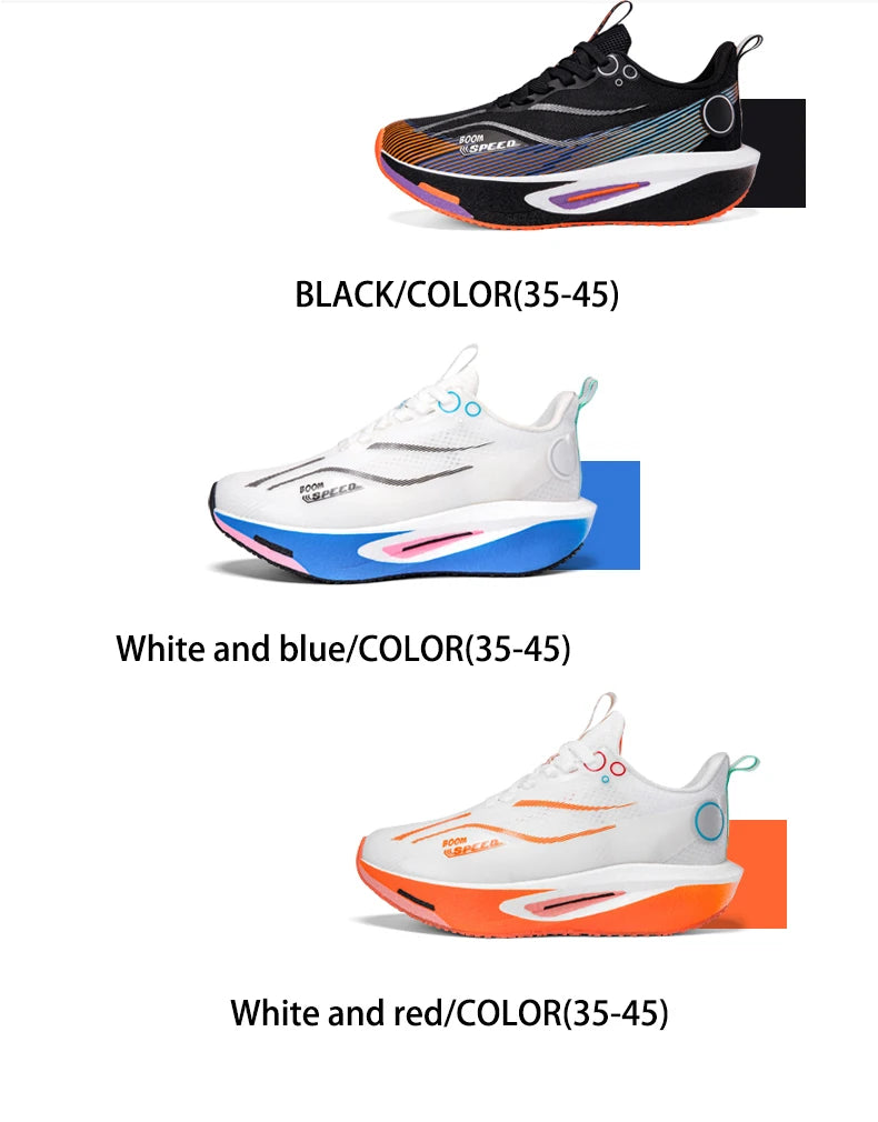 Tênis de corrida com placa de carbono para homens e mulheres, profissional para maratona, respirável, leve, para treino e corrida de rua.