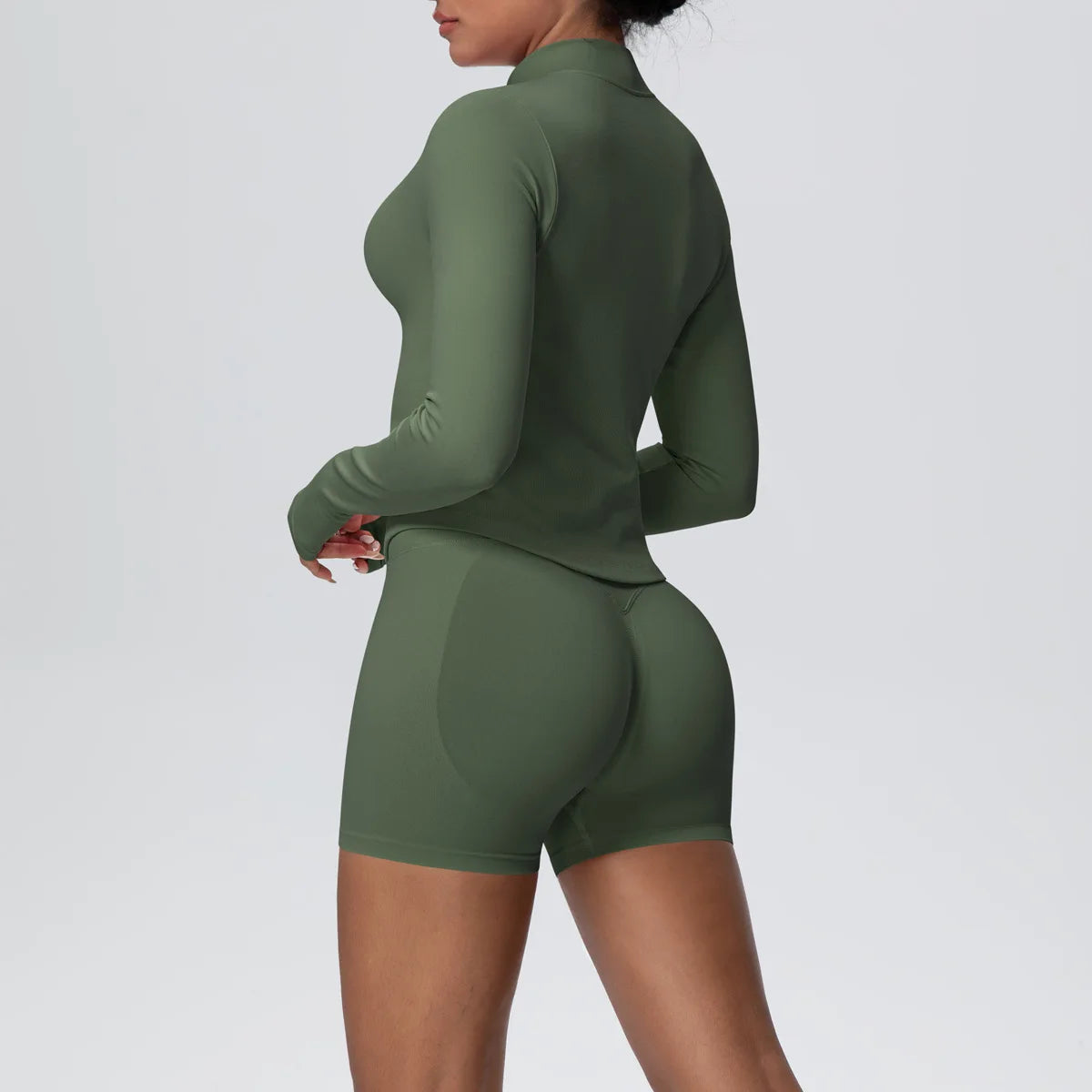 Mulheres sem costura conjunto de yoga 3 pçs roupas de treino esportes ginásio legging à prova de choque sutiã de fitness colheita superior manga longa terno de yoga
