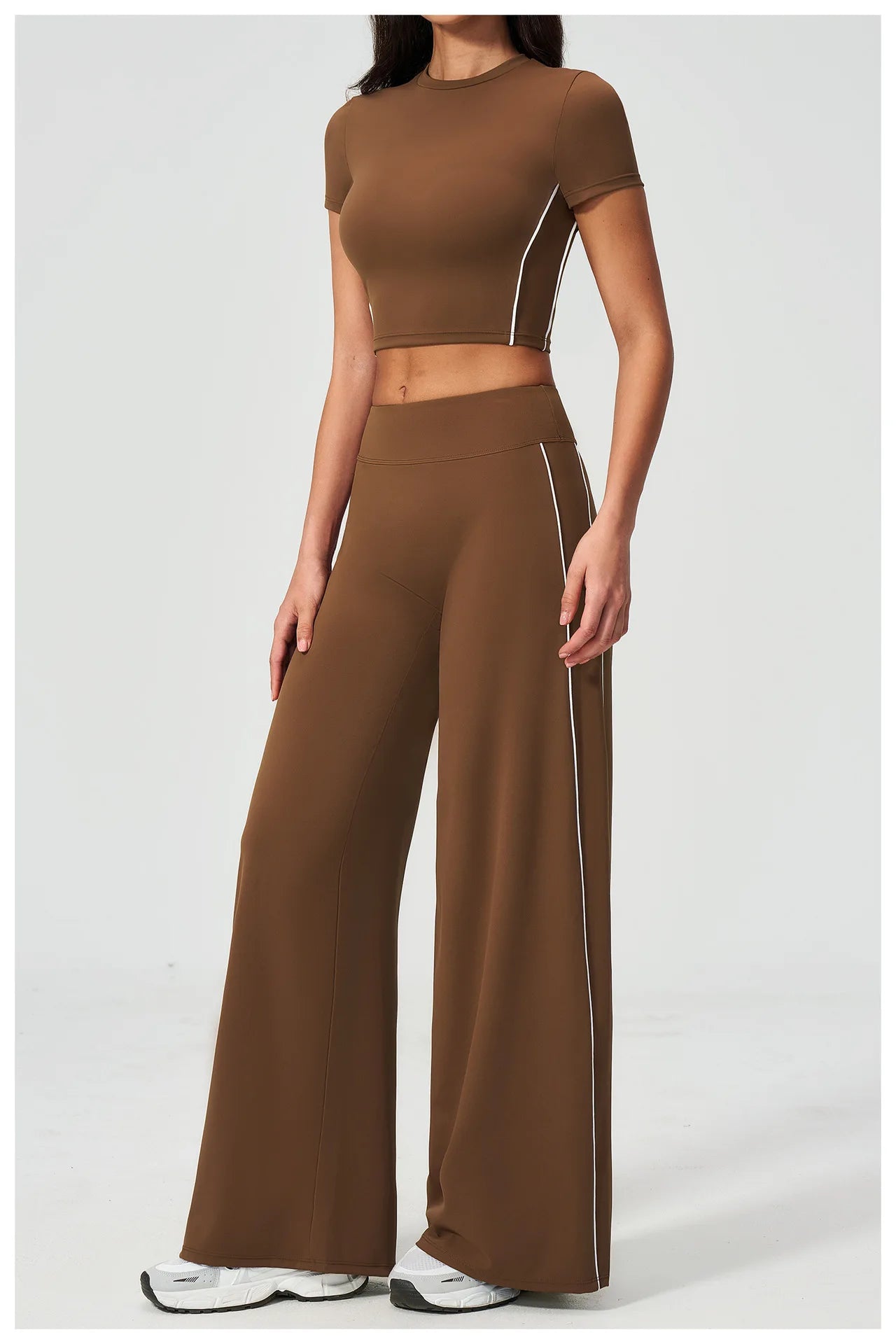 Conjunto de Roupas de Yoga Feminino 2 Peças, Roupa Esportiva para Corrida e Treino, Conjunto de Ginástica com Camiseta de Mangas Curtas, Vestuário Esportivo para Yoga
