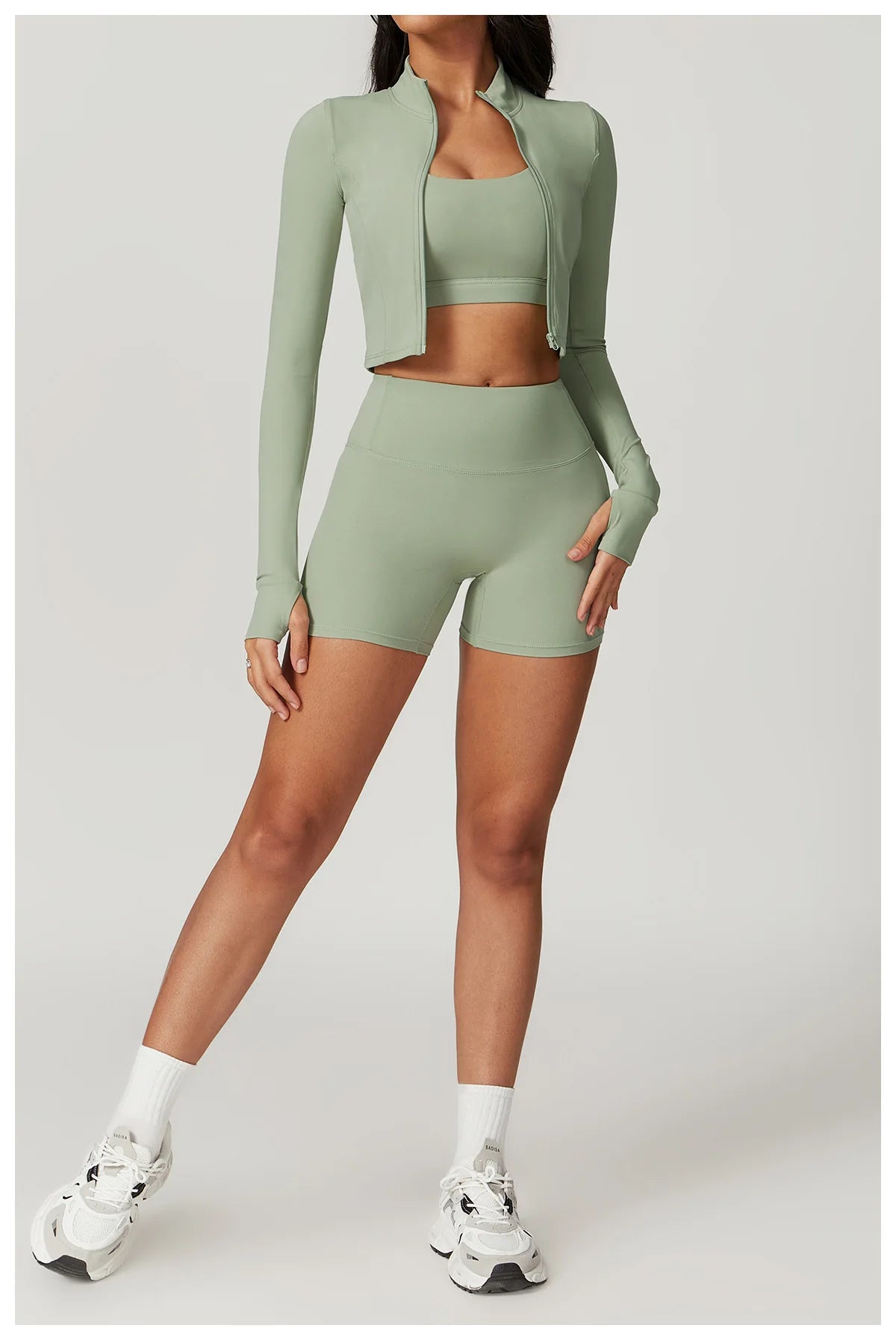 3 pçs conjunto de yoga roupas de ginásio 2 pçs roupas esportivas femininas ternos de yoga conjunto de fitness treino feminino jaqueta esportiva manga longa ginásio legging