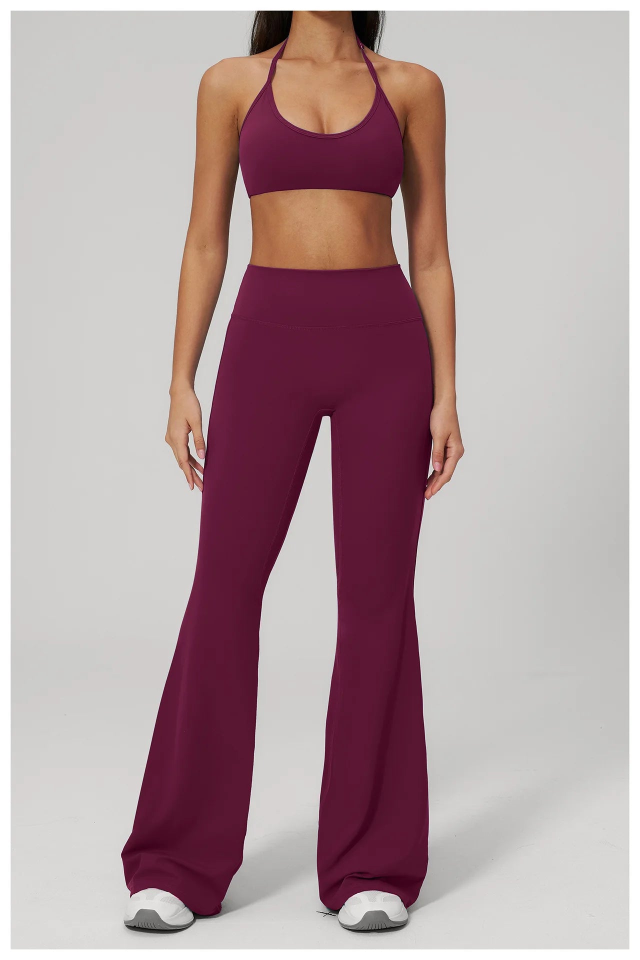 Conjunto de Yoga 2 Peças Feminino: Roupa Esportiva para Pilates, Fitness e Treino de Academia - Top Esportivo e Leggings