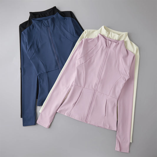 Roupas de yoga blusão roupas esportivas mulher correndo manga longa moletom jaquetas esportivas topo feminino treino topos activewear
