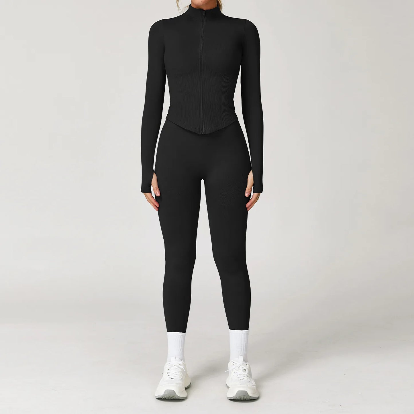 Conjunto de ginástica sem costura roupas de treino 2/3 pçs conjunto de yoga feminino leggings de fitness sutiã esportivo atlético manga longa terno de yoga