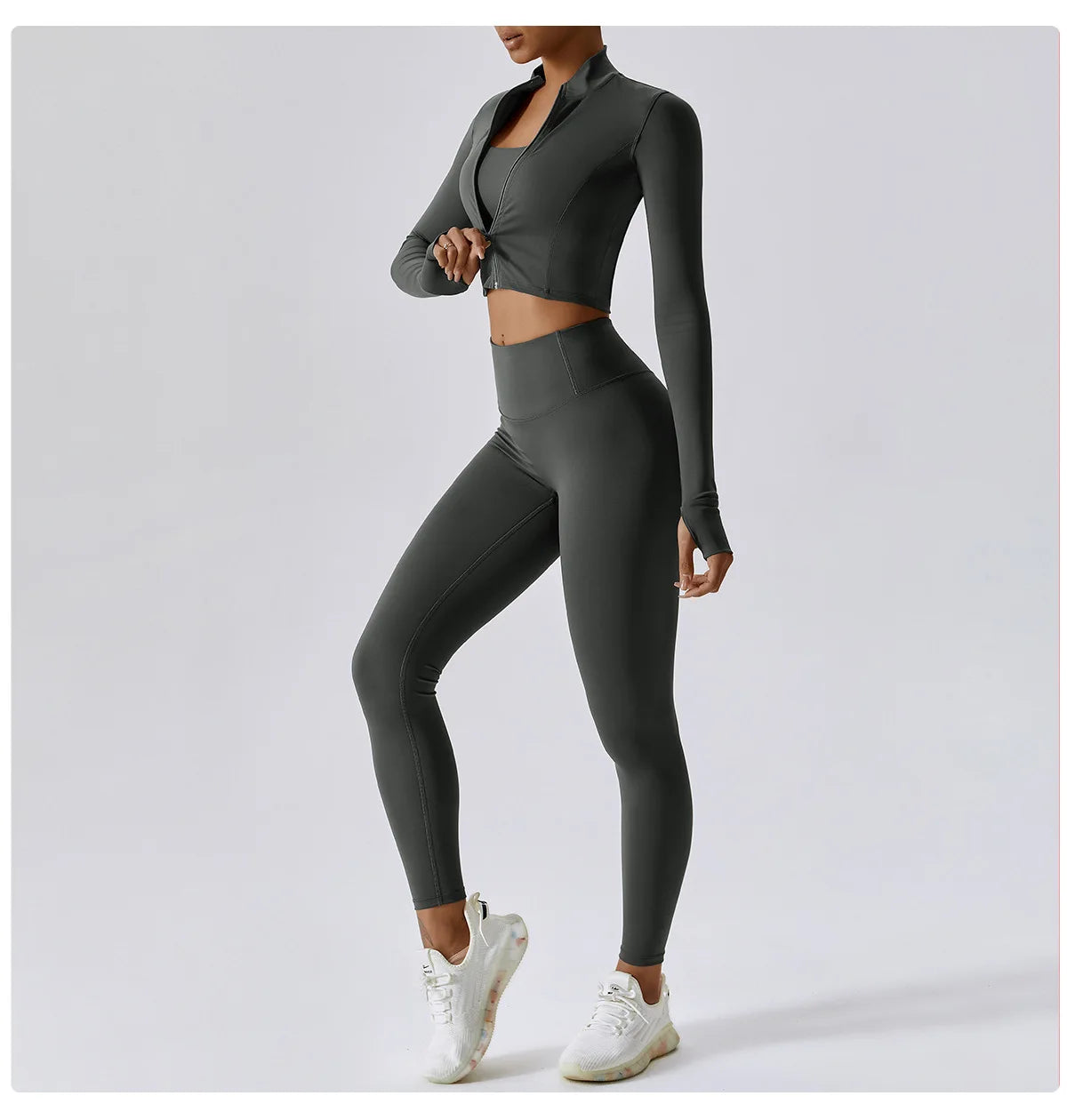 3 pçs conjunto de yoga roupas de ginásio 2 pçs roupas esportivas femininas ternos de yoga conjunto de fitness treino feminino jaqueta esportiva manga longa ginásio legging